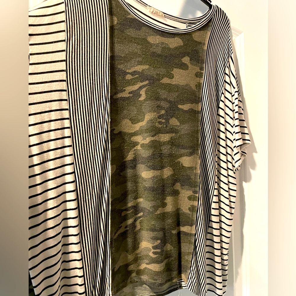Black Stripe Camo front boutique brand shirt